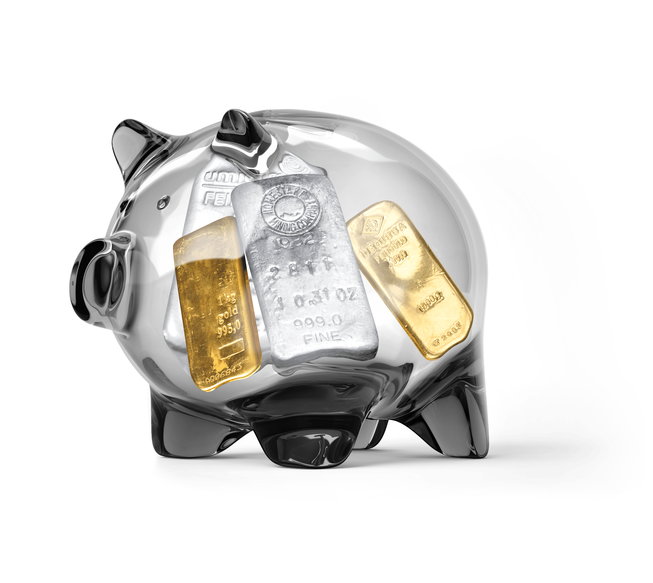Sparschwein Gold - Silber - Platin